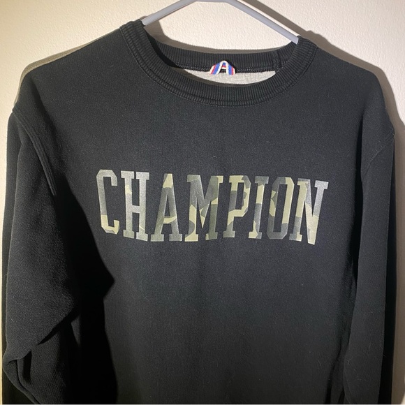 CHAMPION mens army and black sweater crewneck - Picture 6 of 8